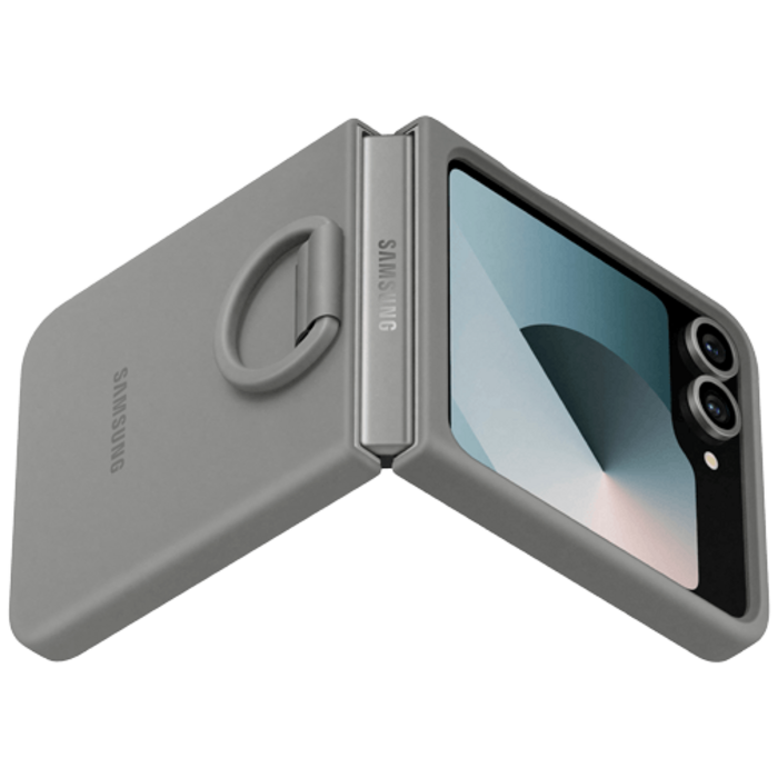 Samsung Samsung Galaxy Z Flip 6 Siliconen Hoesje met Ring - Grijs