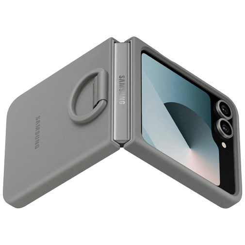 Samsung Samsung Galaxy Z Flip 6 Siliconen Hoesje met Ring - Grijs