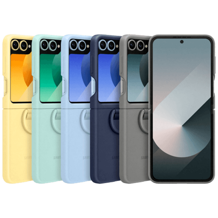 Samsung Samsung Galaxy Z Flip 6 Siliconen Hoesje met Ring - Grijs
