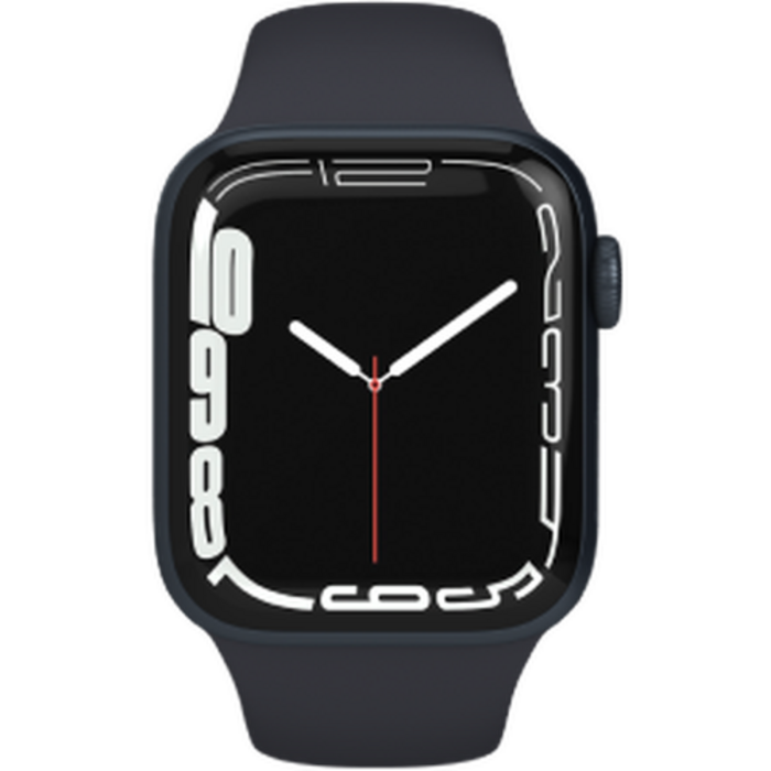 Refurbished Apple Refurbished Apple Watch Series 7 41mm RVS Zwart 4G - Sportbandje - Licht gebruikt