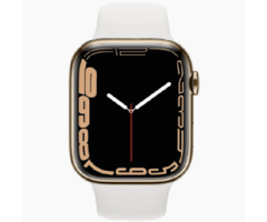 Refurbished Apple Refurbished Apple Watch Series 7 45mm RVS Goud 4G (Wit Sportbandje) - Zo goed als nieuw