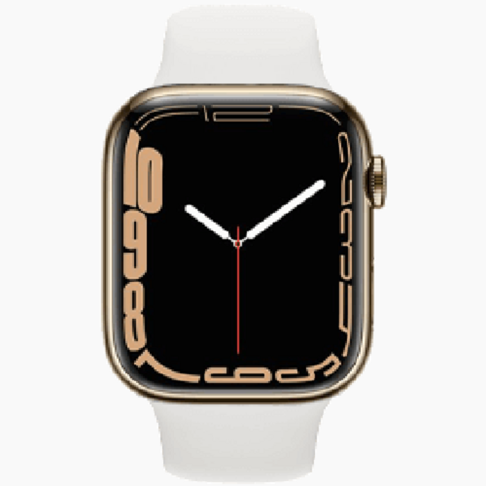 Refurbished Apple Refurbished Apple Watch Series 7 45mm RVS Goud 4G (Wit Sportbandje) - Zo goed als nieuw