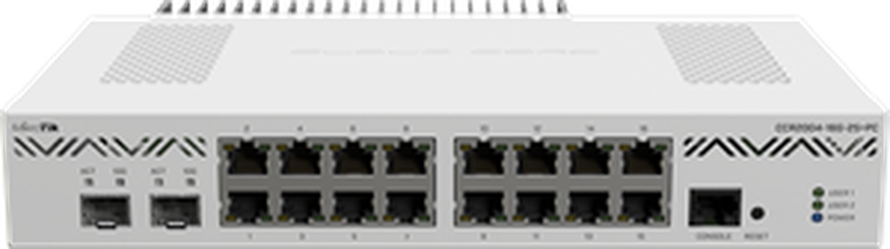 Mikrotik MikroTik CCR2004-16G-2S+PC Passief Gekoelde Router (16x GbE, 2x 10G SFP+)