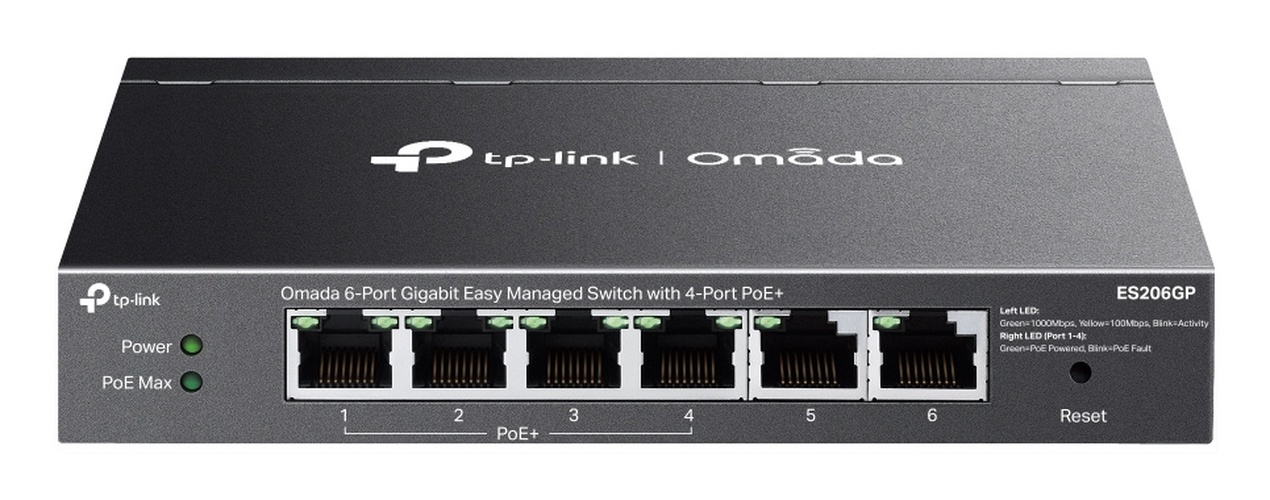 TP-Link TP-Link Omada ES206GP 6-Poorts Cloud Managed Gigabit PoE+ Switch (4x PoE+, 65W)