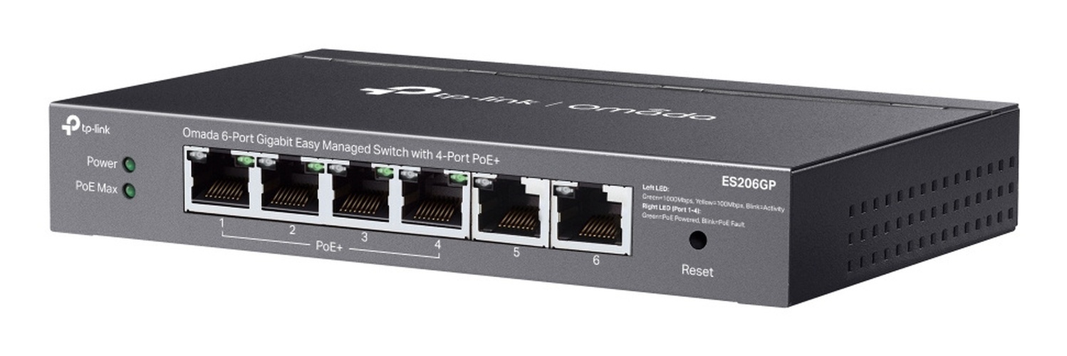 TP-Link TP-Link Omada ES206GP 6-Poorts Cloud Managed Gigabit PoE+ Switch (4x PoE+, 65W)