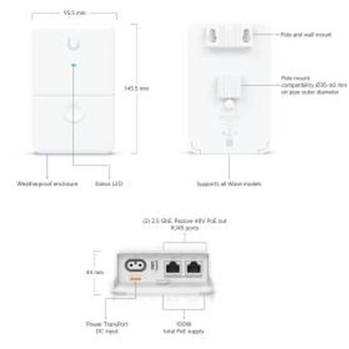 Ubiquiti Ubiquiti UISP Dual-Power Injector - 100W PoE Adapter