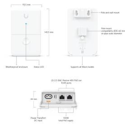 Ubiquiti Ubiquiti UISP Dual-Power Injector - 100W PoE Adapter