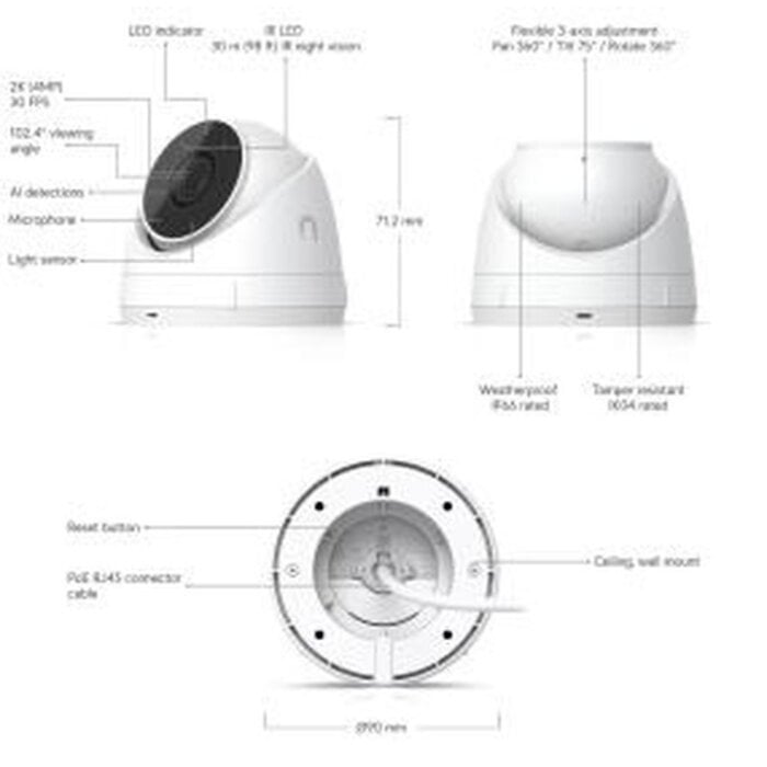 Ubiquiti Ubiquiti UniFi Protect G5 Turret Ultra Zwart - 2K HD PoE Beveiligingscamera