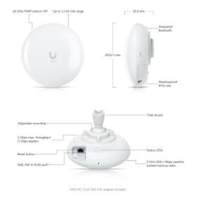 Ubiquiti Ubiquiti UISP Wave Pico 60 GHz PtMP/PtP Station met 5 GHz Backup