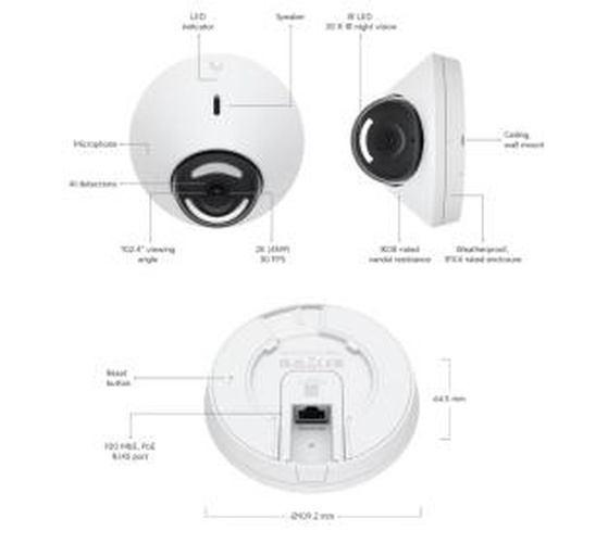 Ubiquiti Ubiquiti UniFi Protect G5 Dome 3-Pack - 2K HD Beveiligingscamera's