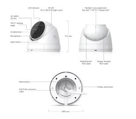 Ubiquiti Ubiquiti UniFi Protect G5 Turret Ultra 2K HD PoE Beveiligingscamera