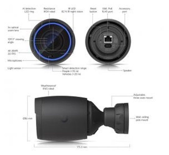 Ubiquiti Ubiquiti UniFi Protect AI Pro 4K Bewakingscamera Zwart
