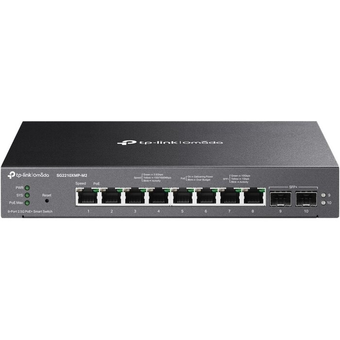 TP-Link TP-Link Omada SG2210XMP-M2 8-Poort 2.5G Multi-Gigabit PoE+ Switch met 10G SFP+ Uplinks