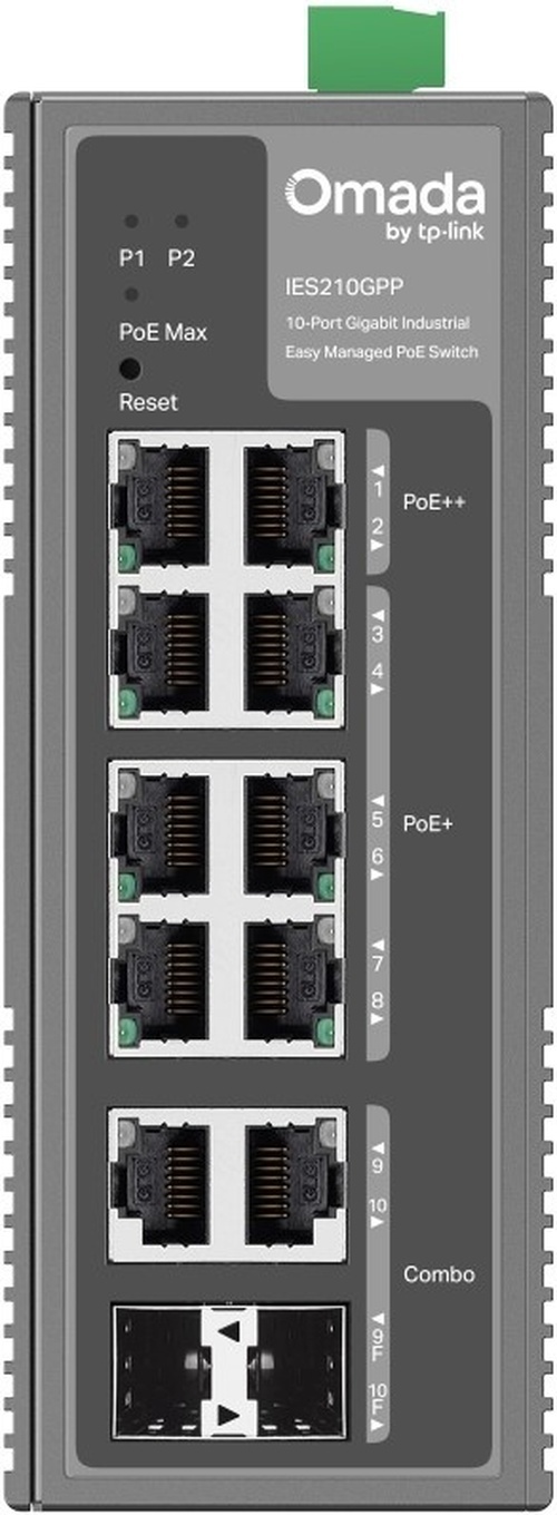 TP-Link TP-Link Omada IES210GPP Industriële Switch (8x PoE++, 2x SFP, 240W)