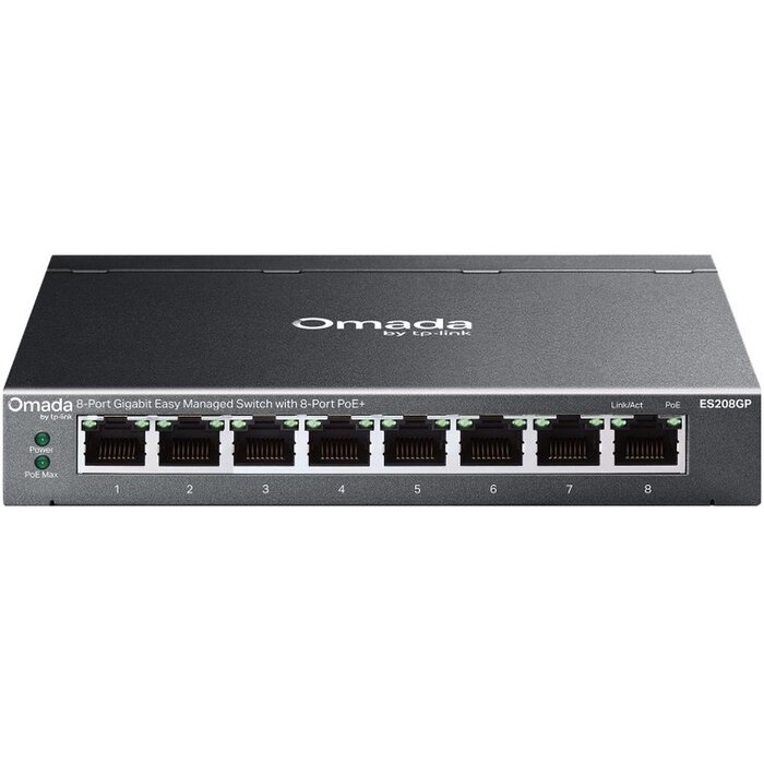 TP-Link TP-Link Omada ES208GP Managed 8-Poorts Gigabit Switch met 8 PoE+ Poorten (64W)