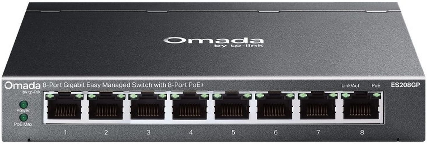 TP-Link TP-Link Omada ES208GP Managed 8-Poorts Gigabit Switch met 8 PoE+ Poorten (64W)