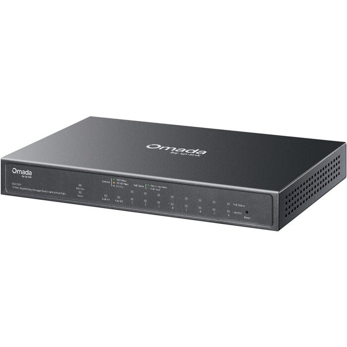 TP-Link TP-Link ES210GP 10-Poorts Gigabit Managed Switch met 8x PoE+ en 1 Combo SFP-poort