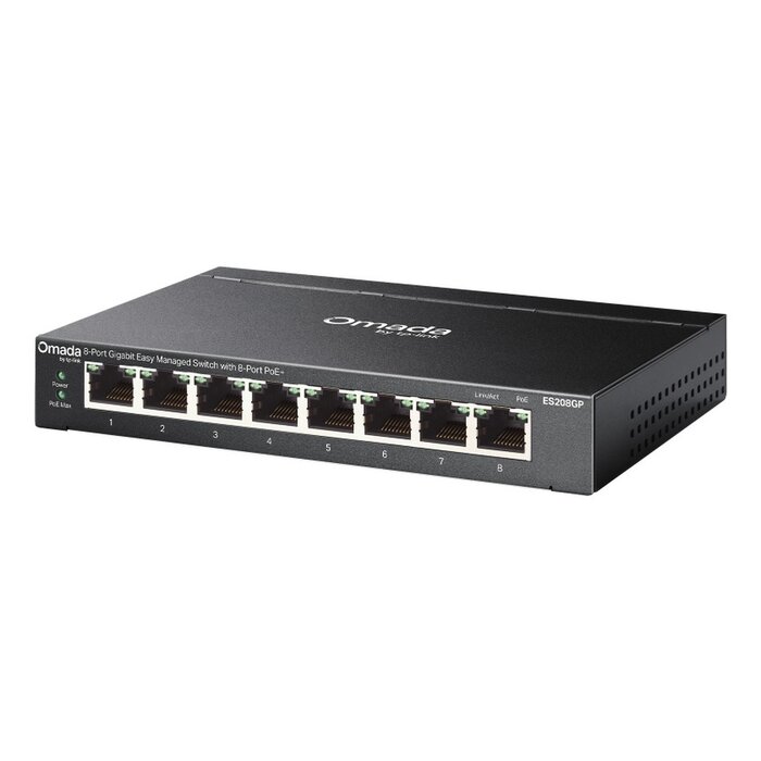 TP-Link TP-Link Omada ES208GP Managed 8-Poorts Gigabit Switch met 8 PoE+ Poorten (64W)