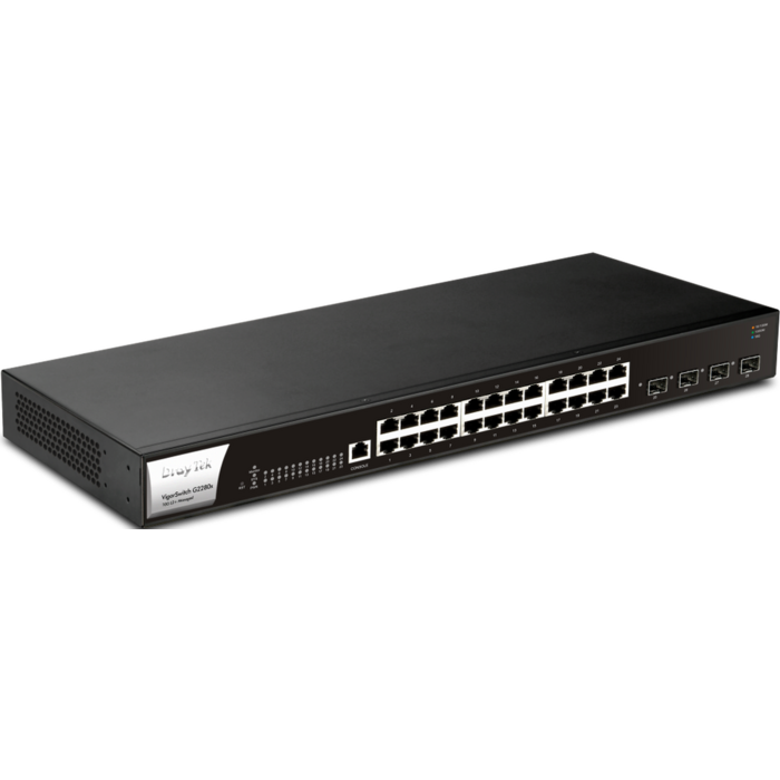 Draytek DrayTek VigorSwitch G2280x Managed L2+ Switch - 24x Gigabit PoE+ & 4x 10G SFP+ Uplink