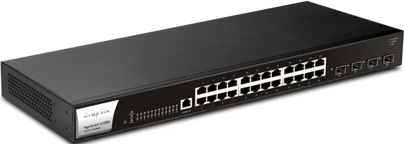 Draytek DrayTek VigorSwitch G2280x Managed L2+ Switch - 24x Gigabit PoE+ & 4x 10G SFP+ Uplink