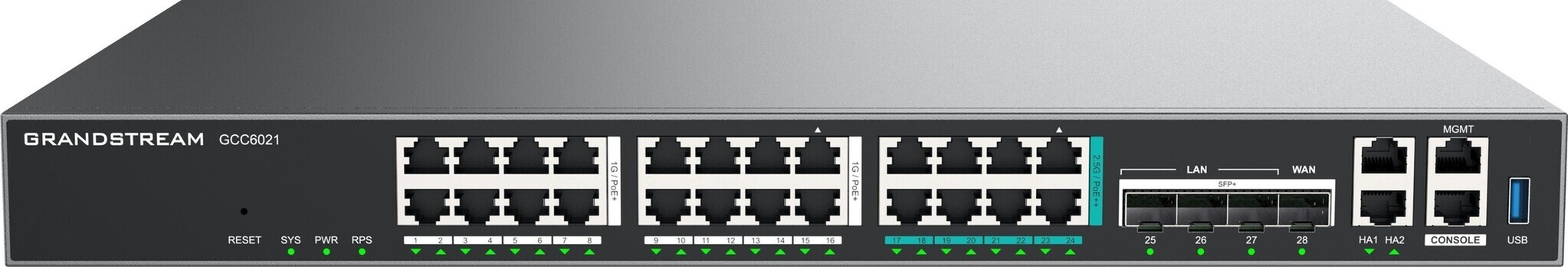 Grandstream Grandstream GCC6021 All-in-one Firewall, 24-Poorts PoE-Switch & IP PBX