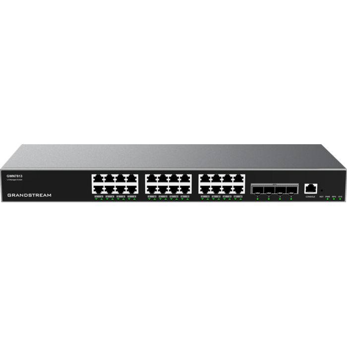 Grandstream Grandstream GWN7813 24-Poorts Gigabit Layer 3 PoE+ Managed Switch (4x 10G SFP+)