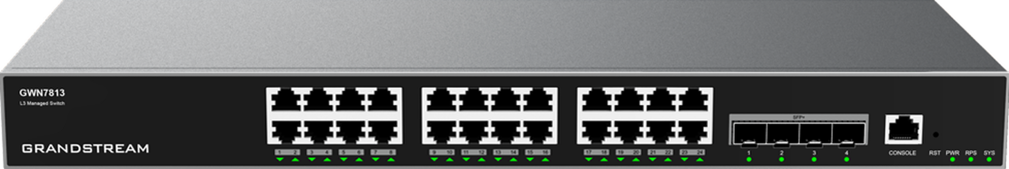 Grandstream Grandstream GWN7813 24-Poorts Gigabit Layer 3 PoE+ Managed Switch (4x 10G SFP+)