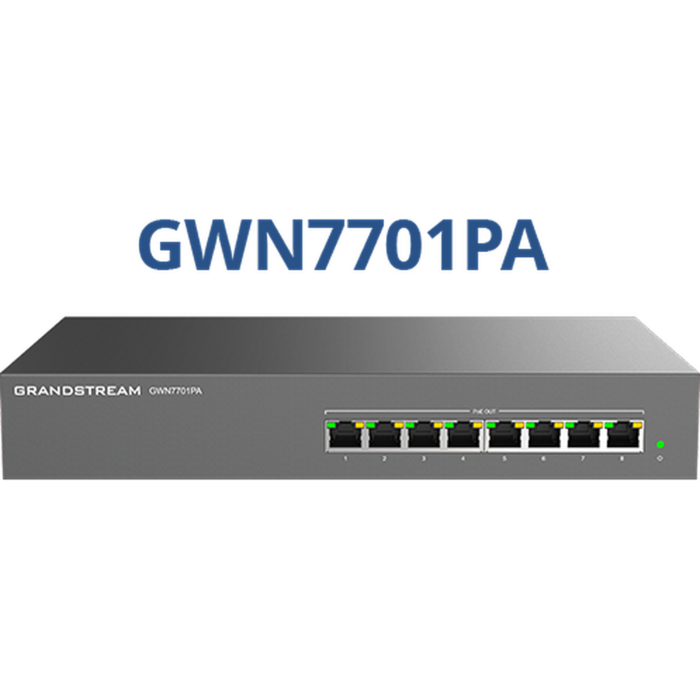 Grandstream Grandstream GWN7701PA 8-Poorts Gigabit Unmanaged PoE+ Switch (145W)