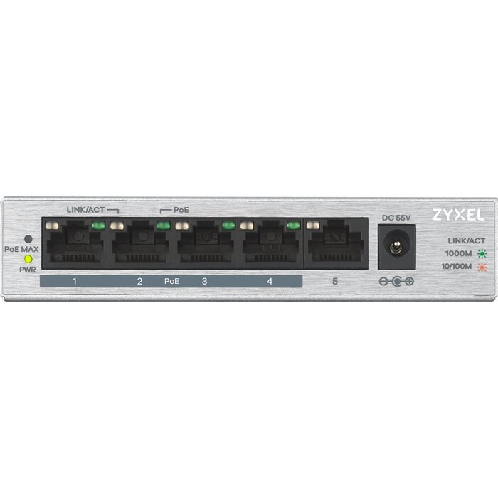 Zyxel Zyxel GS1005HP 5-Poorts Gigabit Switch met 60W PoE+ (Unmanaged)