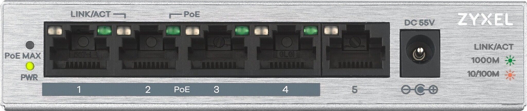 Zyxel Zyxel GS1005HP 5-Poorts Gigabit Switch met 60W PoE+ (Unmanaged)
