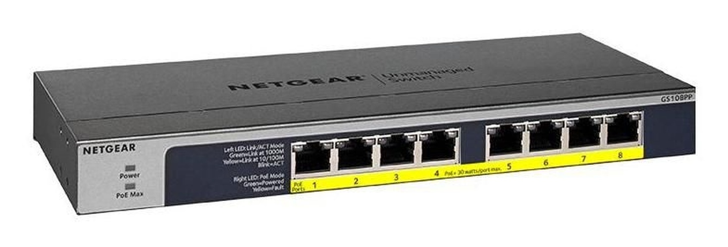 Netgear Netgear GS108PP 8-Poorts Gigabit PoE+ Switch (123W)