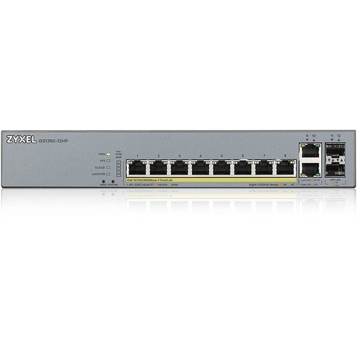 Zyxel Zyxel GS1350-12HP 12-Poorts Managed PoE+ Surveillance Switch - 130W