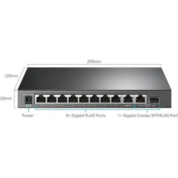 TP-Link TP-Link TL-SG1210MPE 10-Poorts Gigabit Easy Smart Switch - 8x PoE+ (123W) & SFP