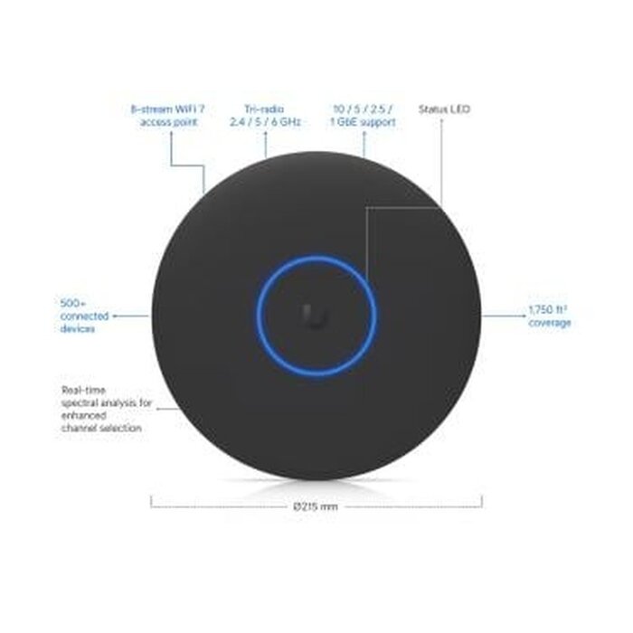 Ubiquiti Ubiquiti UniFi U7 Pro XGS (Zwart) - Tri-Band Wi-Fi 7 Access Point met 10GbE