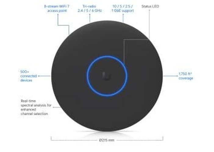 Ubiquiti Ubiquiti UniFi U7 Pro XGS (Zwart) - Tri-Band Wi-Fi 7 Access Point met 10GbE