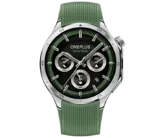 OnePlus OnePlus Watch 3 Smartwatch - Zilver / Groene Rubberen Band