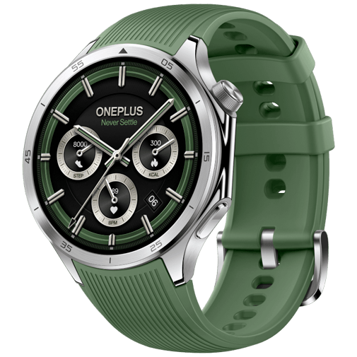 OnePlus OnePlus Watch 3 Smartwatch - Zilver / Groene Rubberen Band