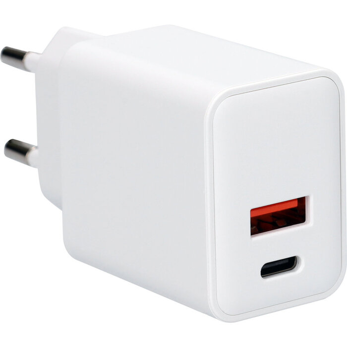 Mobiparts Mobiparts Thuislader Dual USB-C / USB-A 30W Wit (Bulk)