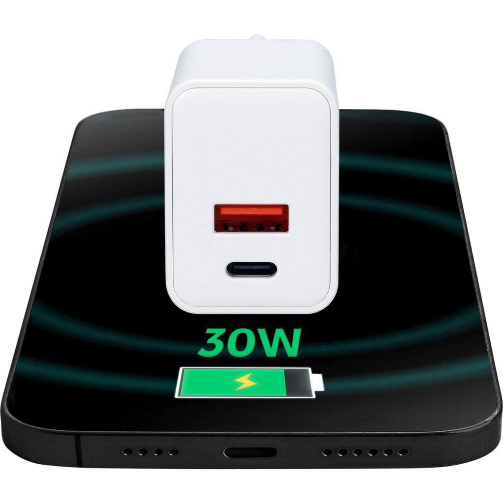 Mobiparts Mobiparts Thuislader Dual USB-C / USB-A 30W Wit (Bulk)