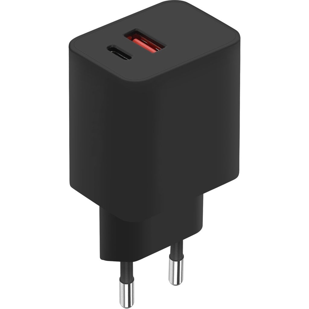 Mobiparts Mobiparts Dual Thuislader USB-C & USB-A Snellader - Zwart (Bulk)