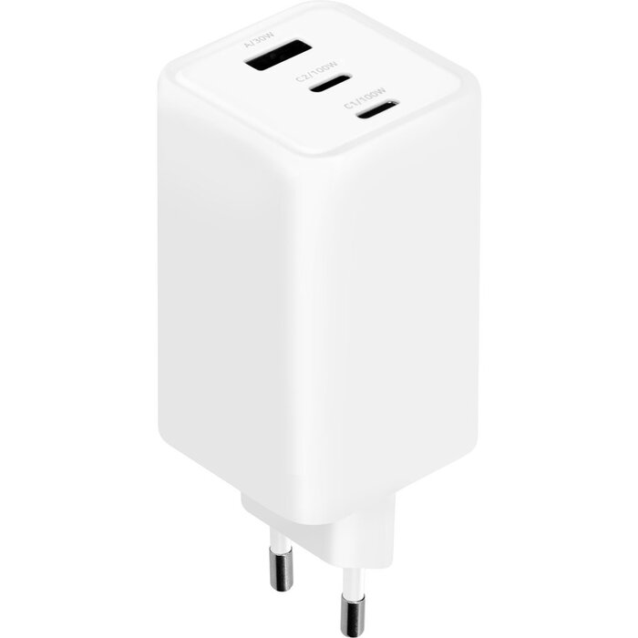 Mobiparts Mobiparts GaN Snellader 100W - 2x USB-C / 1x USB-A - PD 3.0 & QC - Wit