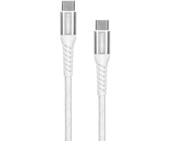 Mobiparts Mobiparts USB-C naar USB-C Geweven Kabel 100W - 1,5m - Wit