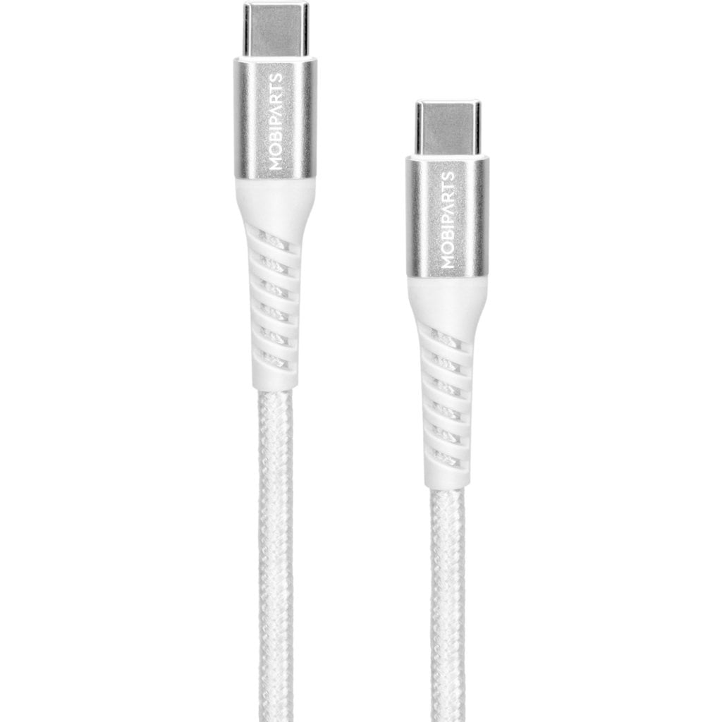 Mobiparts Mobiparts USB-C naar USB-C Geweven Kabel 100W - 1,5m - Wit