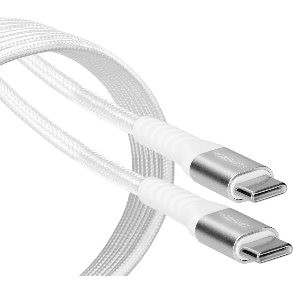 Mobiparts Mobiparts USB-C naar USB-C Geweven Kabel 100W - 1,5m - Wit