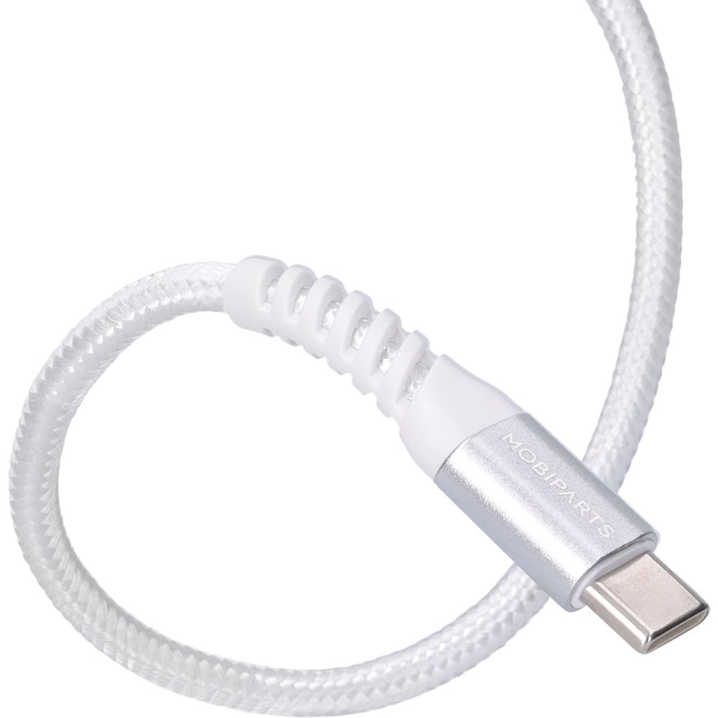 Mobiparts Mobiparts USB-C naar USB-C Geweven Kabel 100W - 1,5m - Wit