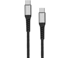 Mobiparts Mobiparts USB-C naar USB-C Geweven Kabel 100W - 1,5m - Zwart