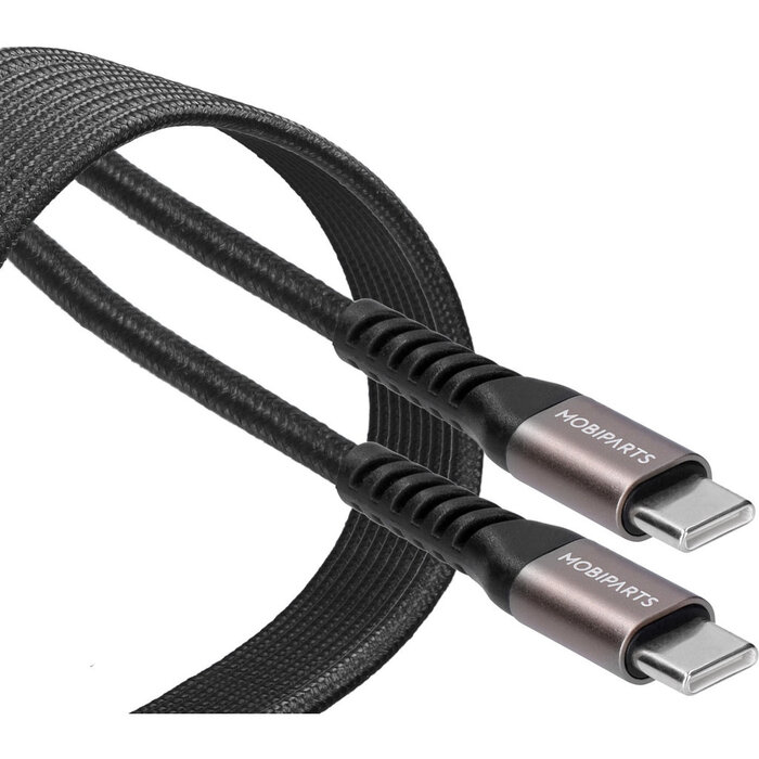 Mobiparts Mobiparts USB-C naar USB-C Geweven Kabel 100W - 1,5m - Zwart