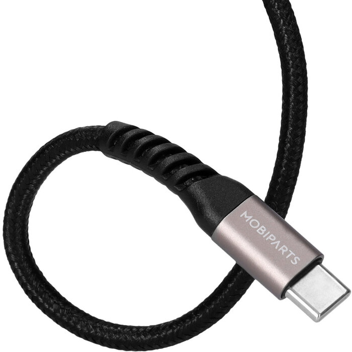 Mobiparts Mobiparts USB-C naar USB-C Geweven Kabel 100W - 1,5m - Zwart