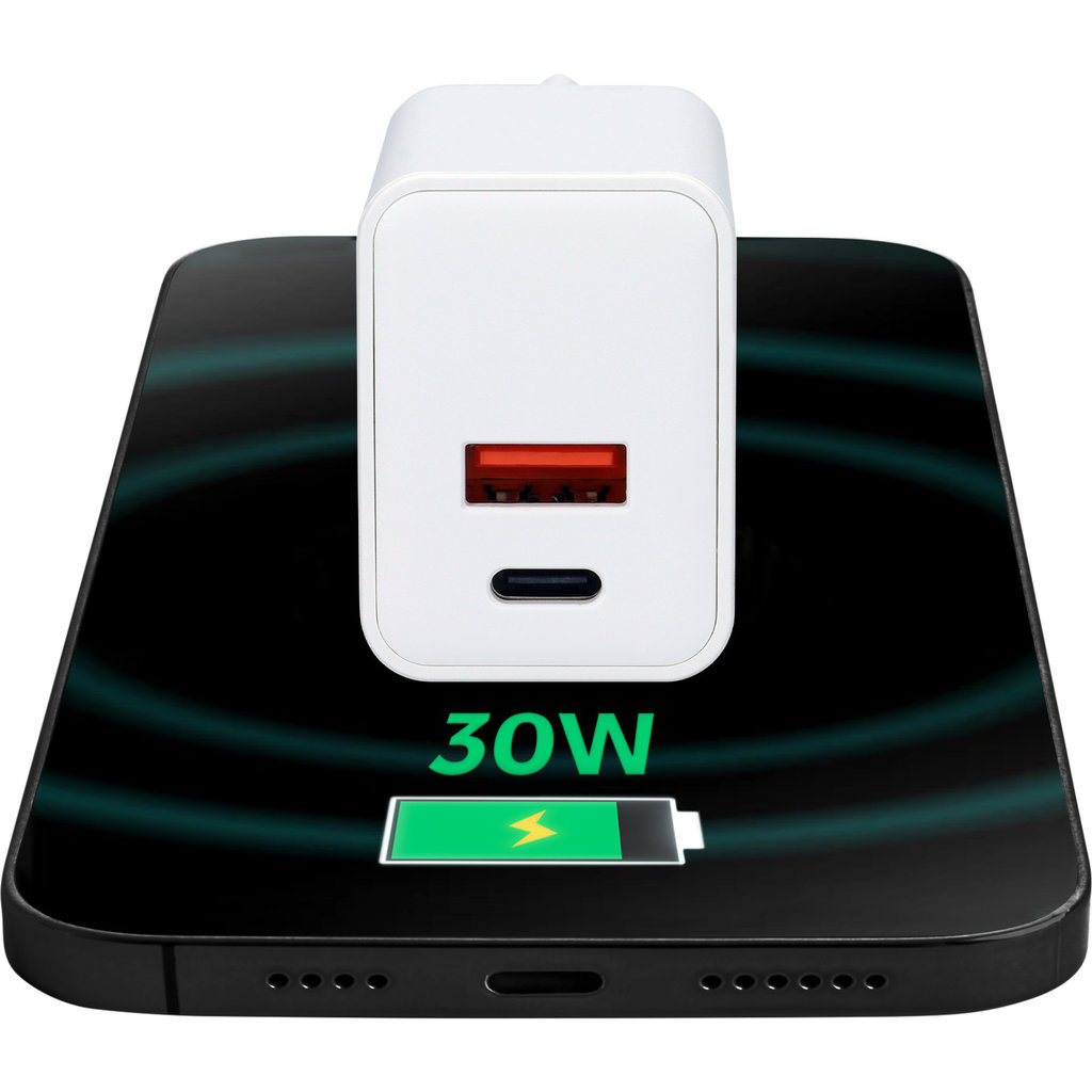 Mobiparts Mobiparts 30W Dual Thuislader USB-C/USB-A met Lightning Kabel - Wit