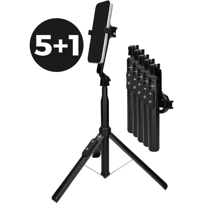 Mobiparts Mobiparts Selfie Stick met TriPod en MagSafe Zwart - Promo 5+1 Pack